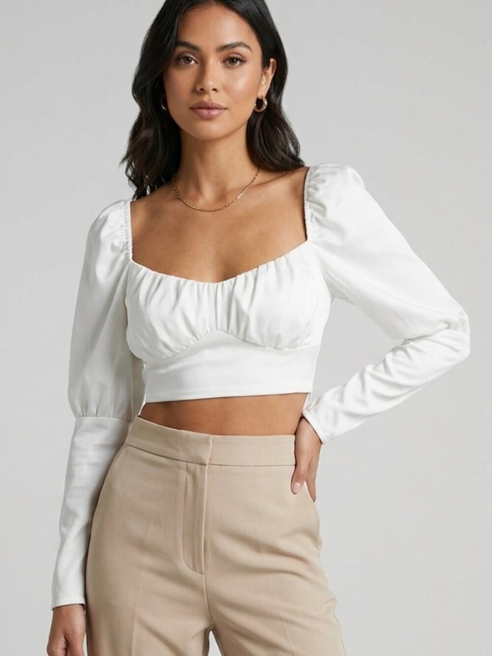 Zara White Puff Sleeve Crop